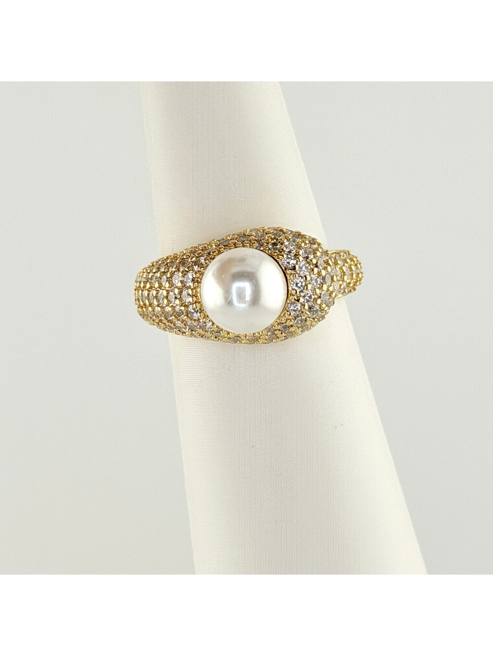 Bomb Party June 2026 Sz 7 "The Pearl Empress" Ceramic Pearl on Yellow Gold